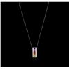 Image 2 : 14KT White Gold 2.06ctw Multicolor Sapphire and Diamond Pendant With Chain