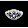 Image 1 : 14KT White Gold 2.58ct Tanzanite, Sapphire and Diamond Ring