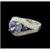 Image 2 : 14KT White Gold 2.58ct Tanzanite, Sapphire and Diamond Ring