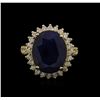 Image 1 : 9.19ct Blue Sapphire and Diamond Ring - 14KT Yellow Gold