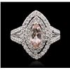 Image 1 : 14KT White Gold 1.20ct Morganite and Diamond Ring