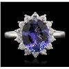 Image 1 : 14KT White Gold 3.73ct Tanzanite and Diamond Ring