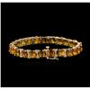 Image 2 : 14KT Yellow Gold 17.02ctw Orange Sapphire and Diamond Bracelet