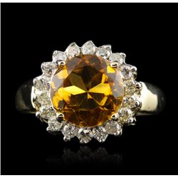 14KT Yellow Gold 2.97ct Citrine and Diamond Ring