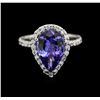 Image 1 : 4.33ct Tanzanite and Diamond Ring - 14KT White Gold