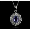 Image 1 : 14KT White Gold 1.98ct Tanzanite and Diamond Pendant With Chain