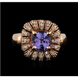 14KT Rose Gold 1.68ct Tanzanite and Diamond Ring