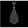 Image 1 : 1.11ctw Diamond Pendant With Chain - 14KT White Gold