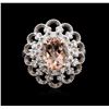Image 1 : 14KT White Gold 2.05ct Morganite and Diamond Ring