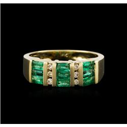 14KT Yellow Gold 0.74ctw Emerald and Diamond Ring