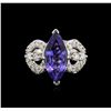 Image 1 : 4.00ct Tanzanite and Diamond Ring - 14KT White Gold