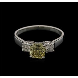 1.21ctw Fancy Greenish Yellow Diamond Ring - 14KT White Gold