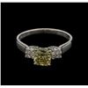 Image 1 : 1.21ctw Fancy Greenish Yellow Diamond Ring - 14KT White Gold