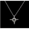 Image 2 : 0.20ctw Diamond Pendant With Chain - 14KT White Gold