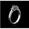 Image 3 : 14KT White Gold 0.71ctw Blue Diamond Ring