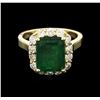 Image 1 : 4.00ct Emerald and Diamond Ring - 14KT Yellow Gold