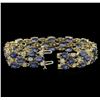 Image 3 : 37.44ctw Blue Sapphire and Diamond Bracelet - 14KT Yellow Gold