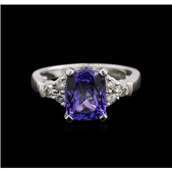 3.54ct Tanzanite and Diamond Ring - 14KT White Gold