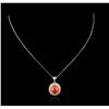 Image 2 : 14KT Rose Gold 5.58ct Coral and Diamond Pendant With Chain