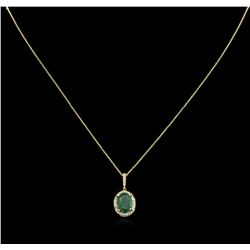 1.93ct Emerald and Diamond Pendant With Chain - 14KT Yellow Gold