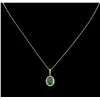 Image 1 : 1.93ct Emerald and Diamond Pendant With Chain - 14KT Yellow Gold