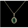 Image 2 : 1.93ct Emerald and Diamond Pendant With Chain - 14KT Yellow Gold