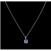 Image 2 : 1.58ct Tanzanite and Diamond Pendant With Chain - 14KT White Gold