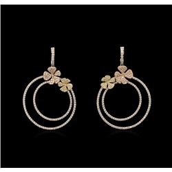 3.50ctw Diamond Hoop Earrings - 14KT Tri-Color Gold