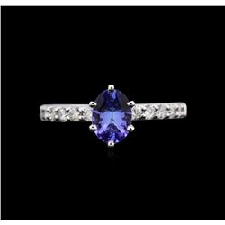 0.83ct Tanzanite and Diamond Ring - 18KT White Gold