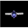 Image 1 : 0.83ct Tanzanite and Diamond Ring - 18KT White Gold