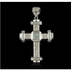 10KT White Gold 1.94ctw Diamond Cross Pendant