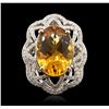 Image 1 : 14KT White Gold 10.91ct Citrine and Diamond Ring