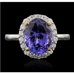 14KT Two-Tone Gold 3.90ct Tanzanite and Diamond Ring