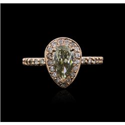 14KT Rose Gold 1.19ctw Fancy Green Diamond Ring