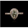 Image 1 : 14KT Rose Gold 1.19ctw Fancy Green Diamond Ring