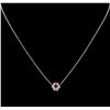 Image 1 : 0.20ct Ruby and Diamond Pendant With Chain - 14KT White Gold