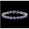 Image 1 : 13.00ctw Tanzanite and Diamond Bracelet - 14KT White Gold