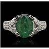 Image 1 : 14KT White Gold 3.01ct Emerald and Diamond Ring