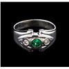 Image 1 : 0.30ct Emerald and Diamond Ring - 14KT White Gold