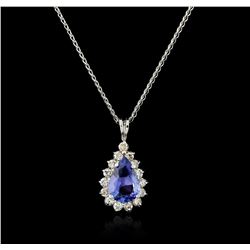 14KT White Gold 2.12ct Tanzanite and Diamond Pendant With Chain