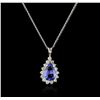 Image 1 : 14KT White Gold 2.12ct Tanzanite and Diamond Pendant With Chain