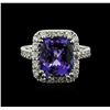 Image 1 : 14KT White Gold 6.14ct Tanzanite and Diamond Ring