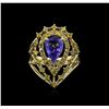 Image 1 : 1.67ct Tanzanite and Diamond Ring - 14KT Yellow gold