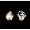 Image 2 : Pearl and Diamond Earrings - 18KT White Gold