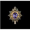 Image 1 : 1.72ct Tanzanite and Diamond Ring - 14KT Yellow Gold
