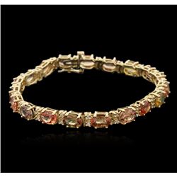 14KT Yellow Gold 15.58ctw Multicolor Sapphire and Diamond Bracelet