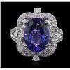 Image 1 : 14KT White Gold 5.61ct Tanzanite and Diamond Ring