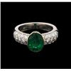 Image 1 : 1.78ct Emerald and Diamond Ring - 18KT White Gold