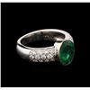 Image 2 : 1.78ct Emerald and Diamond Ring - 18KT White Gold