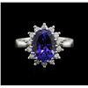 Image 1 : 4.25ct Tanzanite and Diamond Ring - 14KT White Gold